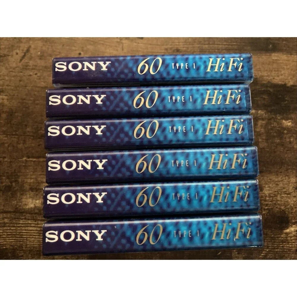 Sony Hi-Fi 60 Minute Blank Cassette Tapes Lot of 6 Sealed VTG Audio Recording